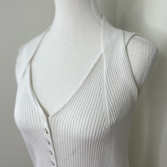 Planet Ribbed Button Front Cross Strap Sweater Tank Top M - Picture 3 of 14